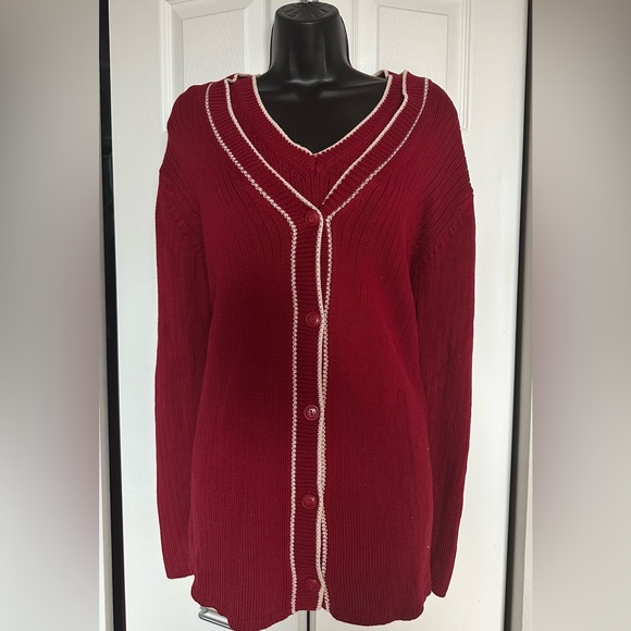 Eddie Bauer - *Plus Size* Red thick knit cardigan & sweater set  - Size XXL - Picture 1 of 4